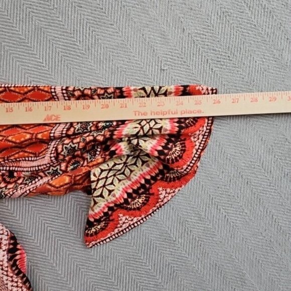 Fig & Flower Blouse Size Medium Red Floral Boho Peasant Tunic Lined Festival GUC - Picture 13 of 14